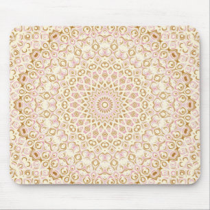 Soft Blush and Gold Geometric Design Mouse Mat