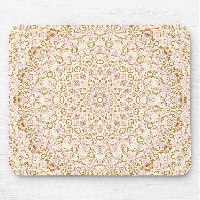 Soft Blush and Gold Geometric Design Mouse Mat (Front)