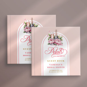 Soft blush and gold petals prosecco guest book