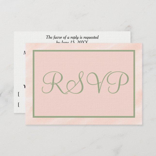 Soft Blush and Sage Green Watercolor RSVP Card (Front/Back)