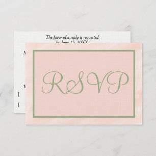Soft Blush and Sage Green Watercolor RSVP Card