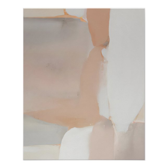 Soft Blush and Taupe Watercolor Abstract Poster (Front)
