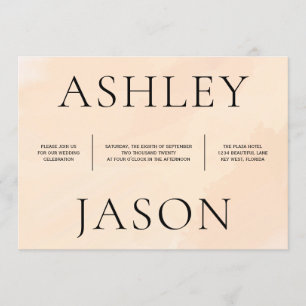 Soft Blush Apricot Watercolor Wedding Invitation