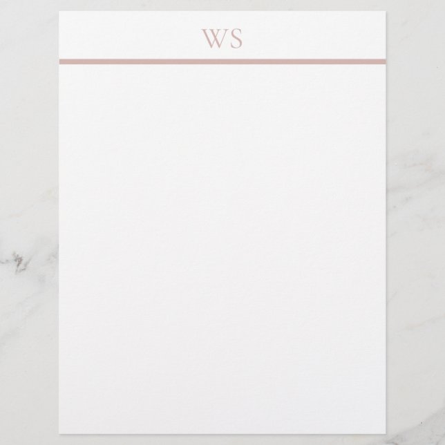 Soft Blush Bar Monogram Letterhead Stationery (Front)