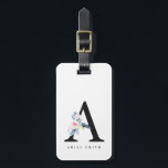 SOFT BLUSH BLUE FLORAL ALPHABETS NAME LETTER A LUGGAGE TAG<br><div class="desc">If you need any further customisation please feel free to message me on yellowfebstudio@gmail.com</div>