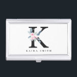 SOFT BLUSH BLUE FLORAL ALPHABETS NAME LETTER K BUSINESS CARD HOLDER<br><div class="desc">If you need any further customisation please feel free to message me on yellowfebstudio@gmail.com.</div>