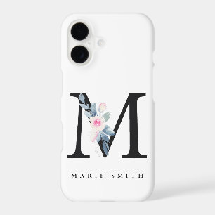 SOFT BLUSH BLUE FLORAL ALPHABETS NAME LETTER M