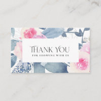 SOFT BLUSH BLUE FLORAL BUSINESS THANK YOU LOGO