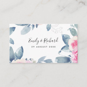 SOFT BLUSH BLUE FLORAL WATERCOLOR WEDDING WEBSITE BUSINESS CARD