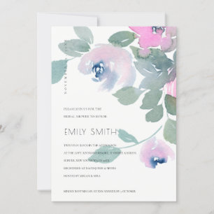 SOFT BLUSH BLUE GREEN FLORAL BRIDAL SHOWER INVITE