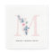 SOFT BLUSH BLUE WHITE FLORAL ALPHABETS LETTER M