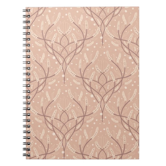 Soft Blush Botanical Vine Pattern Notebook (Front)