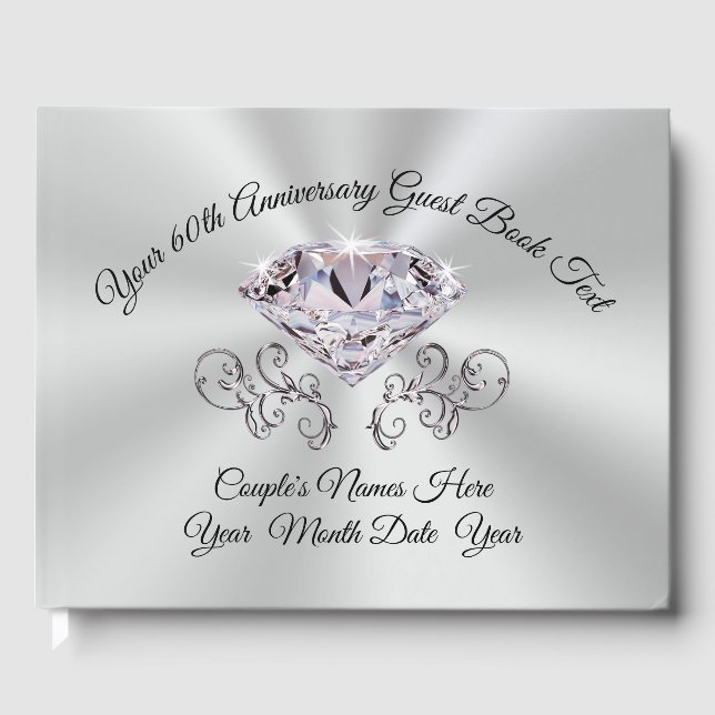 Soft Blush Diamond Wedding Anniversary Guest Book (Front)