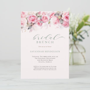 Soft Blush Floral Bridal Shower Brunch Editable Invitation