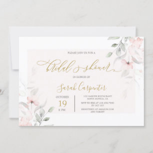 Soft Blush Floral Bridal Shower Invitation