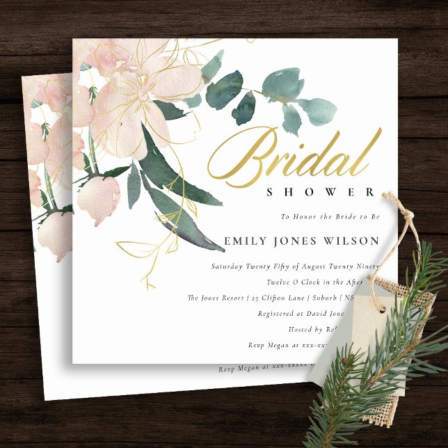 SOFT BLUSH FLORAL BUNCH WATERCOLOR BRIDAL SHOWER INVITATION (Creator Uploaded)