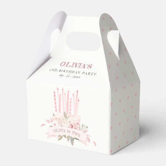 Soft Blush Floral Cake Candles Any Age Birthday Favour Box (Front Side)