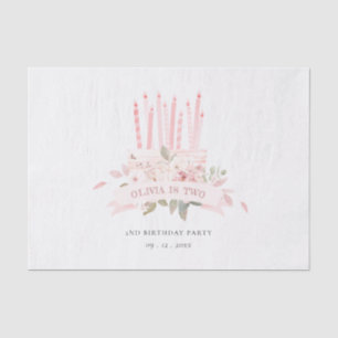 Soft Blush Floral Cake Candles Any Age Birthday Tissue Paper