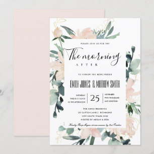 SOFT BLUSH FLORAL GOLD THE MORNING AFTER WEDDING INVITATION
