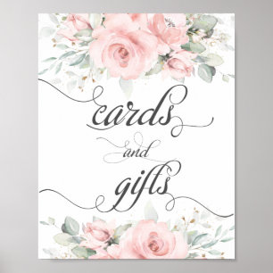 Soft Blush Floral Greenery Cards and Gifts Sign