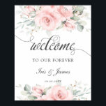 Soft Blush Floral Greenery Wedding Welcome Sign<br><div class="desc">Designed to co-ordinate with our Blossoms collection,  this chic welcome sign features beautiful soft-hued watercolor blush floral and delicate greenery.  Can be customised for various occasions,  such as bridal shower,  baby shower,  birthday party,  anniversary and more!  (c) The Happy Cat Studio</div>