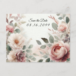 Soft Blush Floral Peony and Rose Serenade  Holiday Postcard