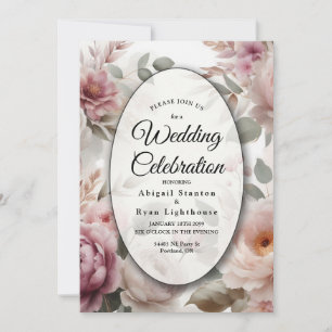 Soft Blush Floral Peony and Rose Serenade Invitation