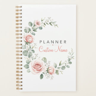 Soft Blush Floral Watercolor Personalised Academic Planner