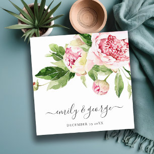 SOFT BLUSH FLORAL WATERCOLOR WEDDING WEBSITE RSVP SQUARE BUSINESS CARD