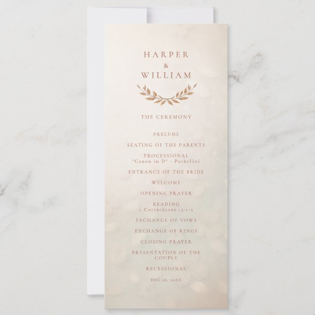 Soft Blush floral wedding ceremony program Invitation (Front)