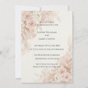 Soft Blush Floral Wedding Invitation