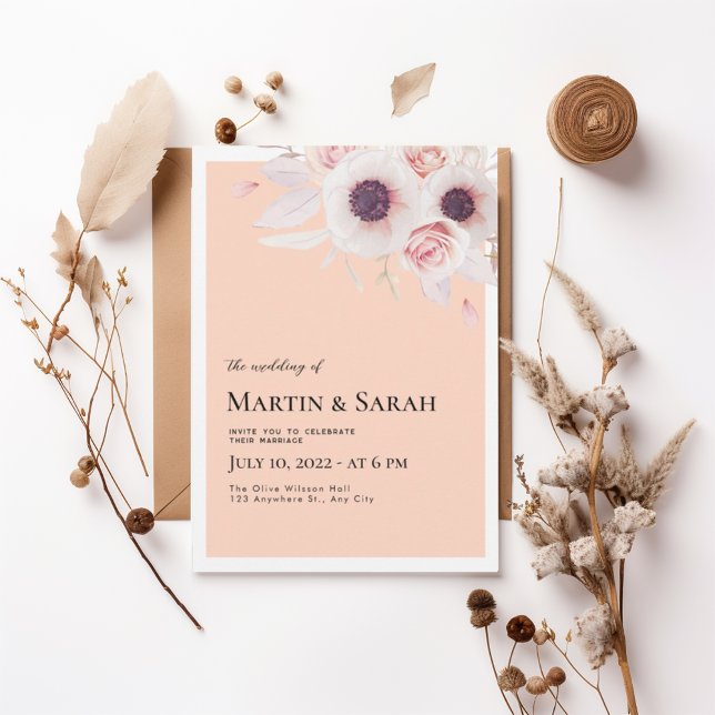 Soft Blush Floral Wedding Invitation (Creator Uploaded)
