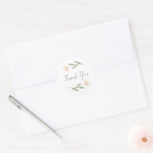 Soft Blush Flowers Round Thank You Sticker