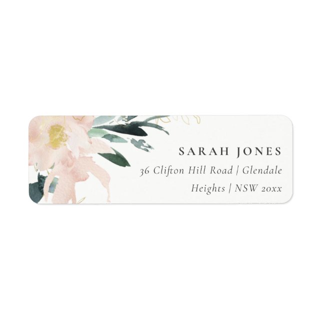 SOFT BLUSH GOLD FLORAL BUNCH WATERCOLOR ADDRESS (Front)
