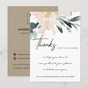 SOFT BLUSH GOLD FLORAL CORPORATE BUSINESS LOGO THANK YOU CARD