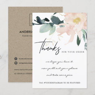 SOFT BLUSH GOLD FLORAL CORPORATE BUSINESS LOGO THANK YOU CARD
