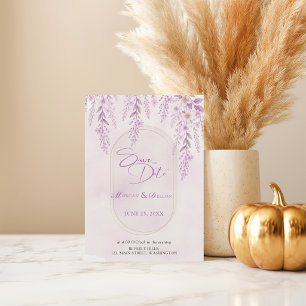 Soft Blush Lavender Floral Photo QR Code Wedding Save The Date