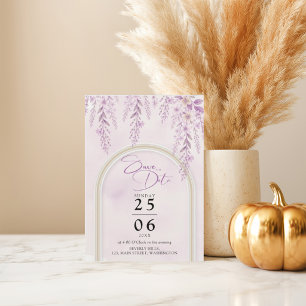 Soft Blush Lavender Floral Photo QR Code Wedding Save The Date