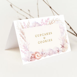 Soft Blush Lavender Ocean Food Labels Place Cards