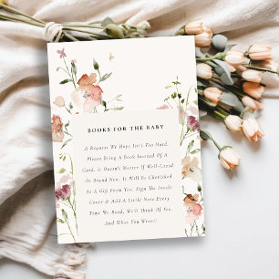 Soft Blush Meadow Floral Books For Baby Shower Enclosure Card