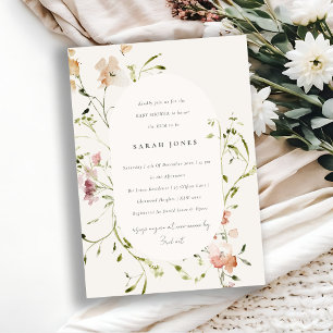 Soft Blush Meadow Watercolor Floral Baby Shower Invitation