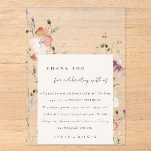 Soft Blush Meadow Watercolor Floral Frame Wedding Acrylic Invitations
