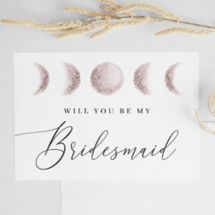 Soft Blush Moon Elegant Bridesmaid Proposal Postcard