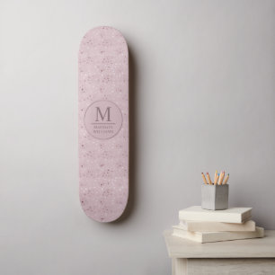 Soft Blush Pastel Pink Gold Dots Glitter Pattern Skateboard