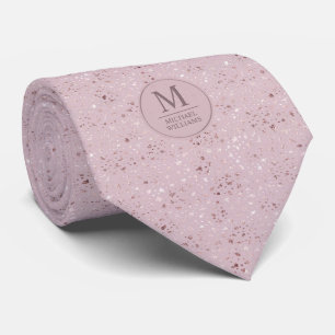 Soft Blush Pastel Pink Gold Dots Glitter Pattern Tie
