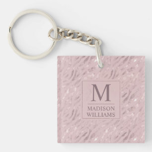 Soft Blush Pastel Pink Gold Silver Glitter Pattern Key Ring