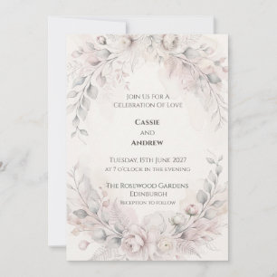 Soft Blush Peony Wedding Invitation