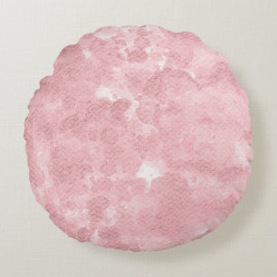 Soft Blush Pink Abstract Watercolor Wash Round Cushion