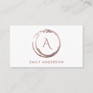 SOFT BLUSH PINK BRUSH MARK CIRCLE LOGO MONOGRAM BUSINESS CARD