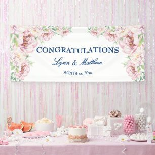 Soft Blush Pink Elegant Floral Wedding Banner